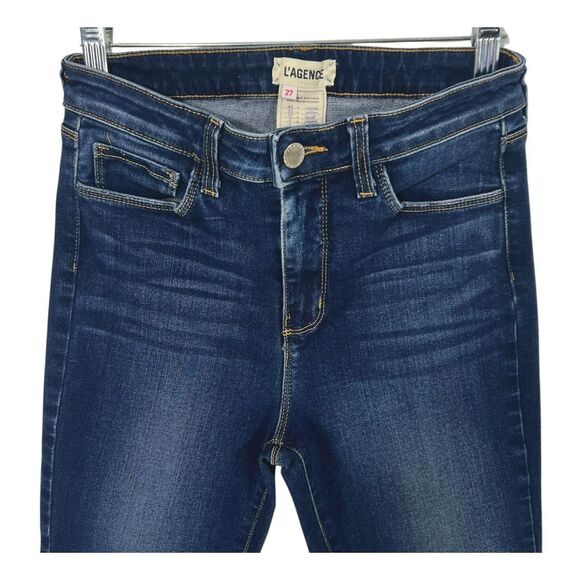 L'Agence High Rise Stretch NWOT Women's Sz 27 Blue Denim Ankle Skinny Jeans - Picture 2 of 10